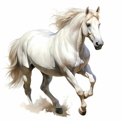 Obraz na płótnie Canvas AI generated illustration of a white horse on a white background in watercolor