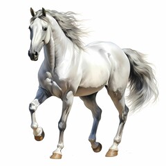 AI generated illustration of a white horse on a white background in watercolor