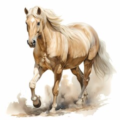 Obraz na płótnie Canvas AI generated illustration of a brown horse on a white background in watercolor