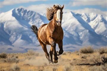 Exhilarating and graceful display of wild horses galloping freely across  Montana wilderness,