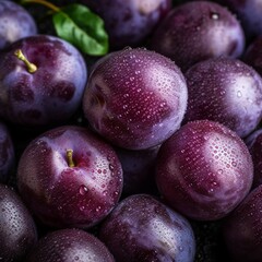 a bunch of plump purple plums, showcasing their smooth skin and sweet-tart taste