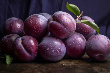 Obraz premium a bunch of plump purple plums, showcasing their smooth skin and sweet-tart taste