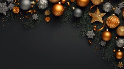 Minimalistic design Merry Christmas and Happy new year. Festive design with decorative elements.