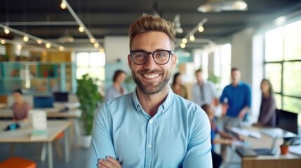 Fototapeta premium Businessman in office background 