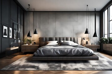 A contemporary bedroom with sleek furniture and high-tech gadgets.