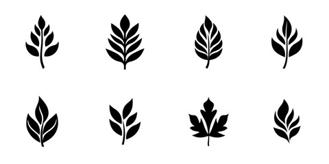 Silhouette leaf ecology nature element vector collection