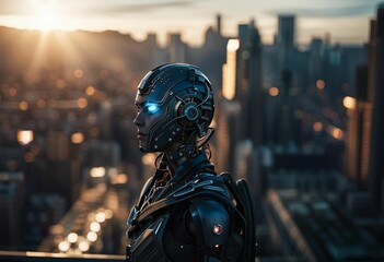 Fototapeta premium AI generated illustration of a futuristic robotic cyborg design, with a sleek and modern look