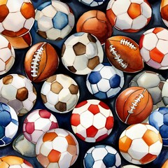 AI generated illustration of a vibrant background with various sport balls