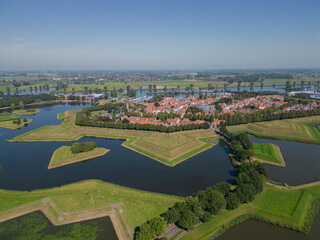Aerial view of the fortress town of Heusden, province of 'Noord-Brabant', the Netherlands