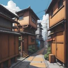 wooden house in the village