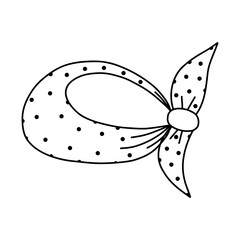 Cute cowboy scarf doodle with hand drawn outline. Western neck bandana, neckerchief and handkerchief. Unisex neck accessory in Wild West style. Biker face scarf, bandanna shawl isolated on white