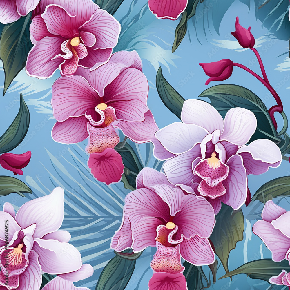 Wall mural Orchid geometric background for textile design - Wall murals
