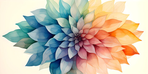 flower spirograph wallpaper - watercolor and colored pencil drawing art - generative ai - obrazy, fototapety, plakaty