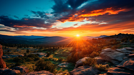 Beautiful sunset over the mountain range