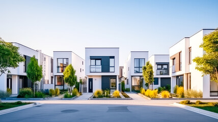 Obraz premium Modernes Rheingaus. Außenansicht der Wohnarchitektur generiert mit KI