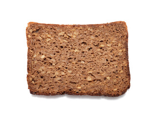 rectangular rye bread with seeds on a white background