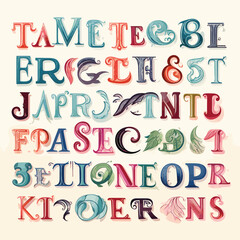 English alphabet fonts in different colors illustration
