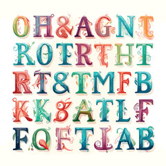 English alphabet fonts in different colors illustration
