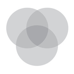 3 Circle Venn Diagram template grey PNG