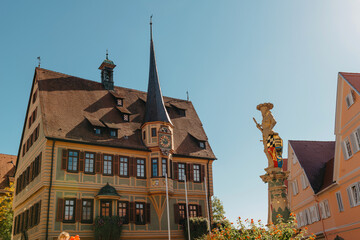 Old national German town house in Bietigheim-Bissingen, Baden-Wuerttemberg, Germany, Europe. Old Town is full of colorful and well preserved buildings.