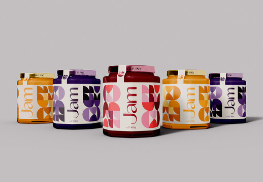 Five Jam Jars Mockup