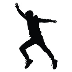 Jumping Teen Silhouette on White