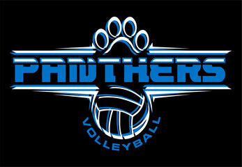 panthers volleyball team design with paw print and ball for school, college or league sports © EarlFergusonClipart