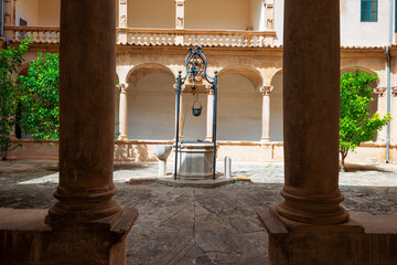 Water well in Gothic Cathedral of Mallorca in Plama