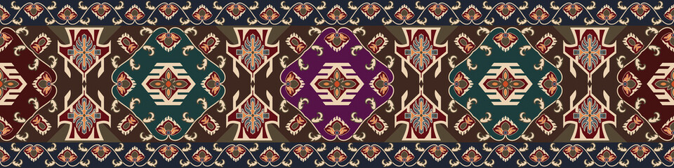 Colorful geometric ethnic pattern. Oriental, western, aztec, tribal traditional. seamless pattern. fabric, tile, background, carpet, wallpaper, clothing, sarong,wrapping, Batik, fabric,Vector pattern - obrazy, fototapety, plakaty