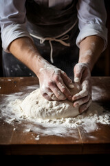 hands kneading dough
