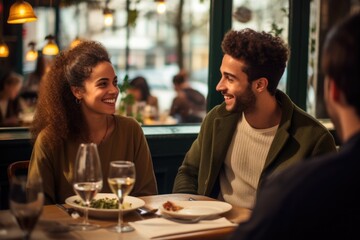 Young couple on their first date - stock photography