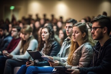 Students in the auditorium of an university - stock photography - 646880520