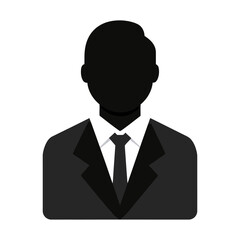 User profile male silhouette, businessman, account, suit, default avatar, no photo, simple vector illustration.