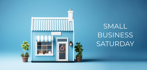 Miniature of a small store on a blue gradient background.