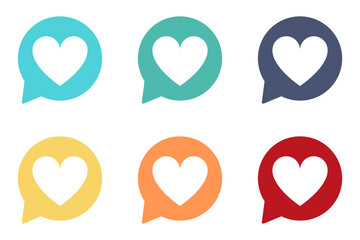 Speech bubble with heart. Set of illustrations