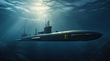 submarine under water - obrazy, fototapety, plakaty