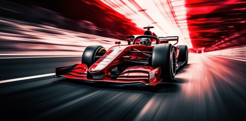 Red formula car - obrazy, fototapety, plakaty