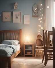Beautiful children's room with fantasy style lights
