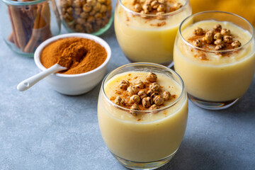 Boza or Bosa, traditional Turkish drink with roasted chickpea