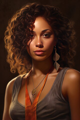 Fototapeta premium photo realistic, brown skin latin sensual woman