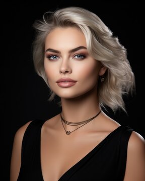 Beautiful woman with professional make-up posing - stock photography
