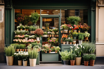 The window of small flower store