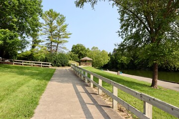 The pathway up the slope in the park.