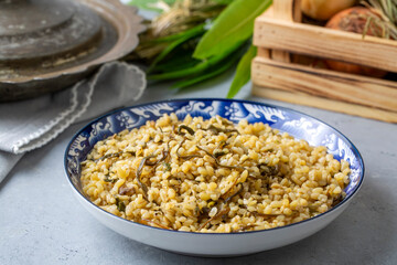 Herbed bulgur pilaf. 