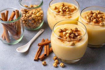 Boza or Bosa, traditional Turkish drink with roasted chickpea