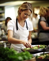 Culinary Experience Model at a cooking class - stock photography