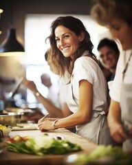 Culinary Experience Model at a cooking class - stock photography