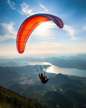 Adventurous Paragliding Model preparing for paragliding - stock photography