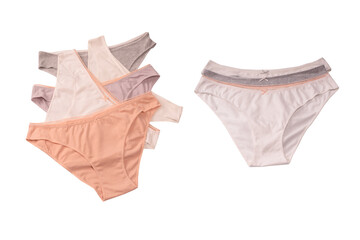 Women cotton panties isolated on white background.