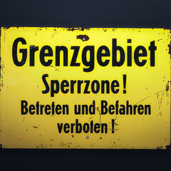 Restricted Area - Border Area - Sign - Grenzgebiet - DDR - Schild -Warnung - Warning - Danger - Gefahr - Urbex / Urbexing - Lost Place - Artwork - Creepy - Lostplace - Lostplaces - Abandoned 